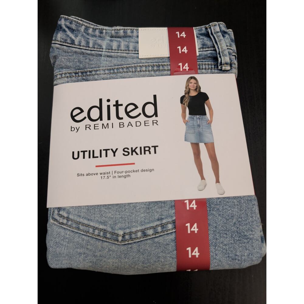 Women's Edited by Remi Bader Utility Jean Skirt Light Wash Size 8